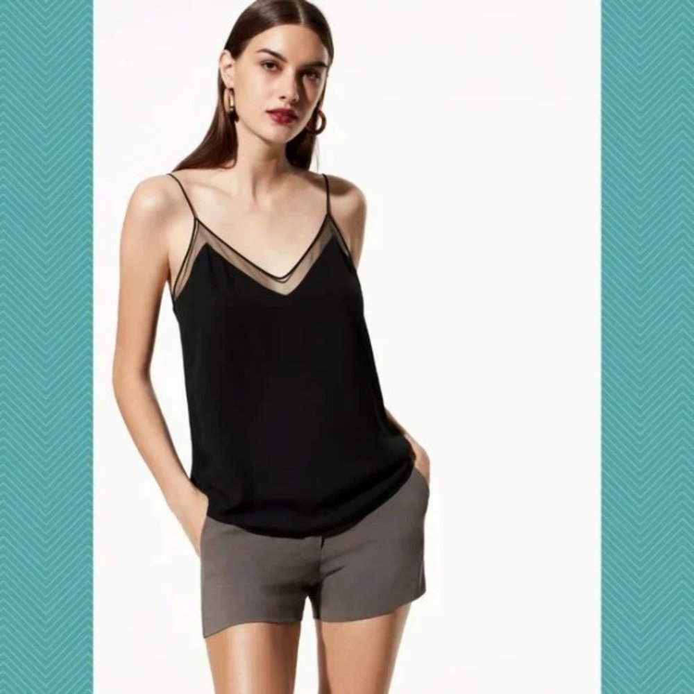 Babaton Black Strappy Galen Cami w/ Mesh Detail